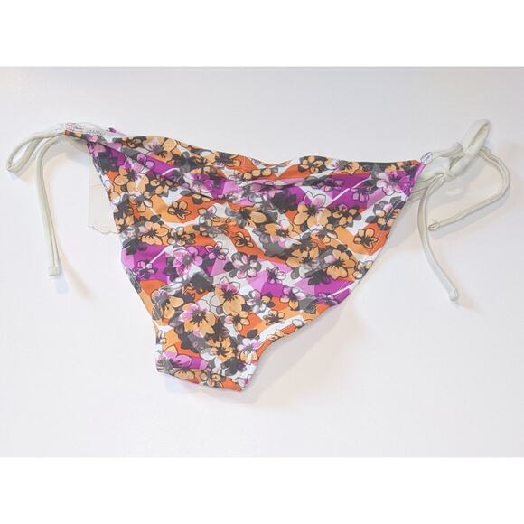 Bp Small Women's‎ String Bikini Sides Floral Print Swimsuit Bottoms Pink Yellow - Picture 3 of 5